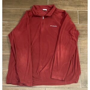 Columbia Sweater Mens 2XL XXL Red Casual Long Sleeve Fleece 1/4 Zip Pullover